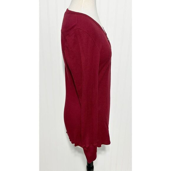 Lady Foot Locker Women's Henley Long Sleeve Pullover Shirt Burgundy Red Size XL - Picture 8 of 9